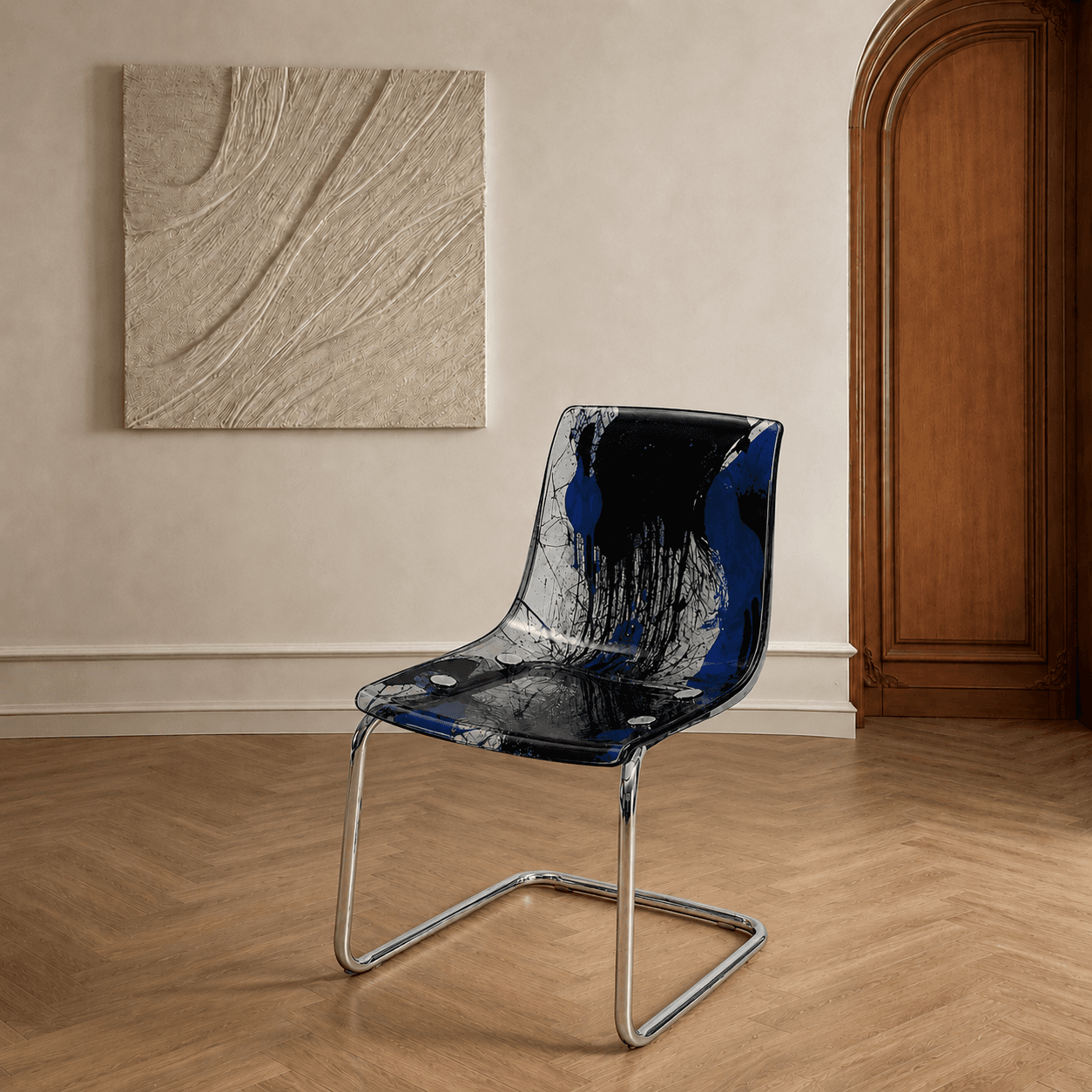 Blue Ink Resin Chair