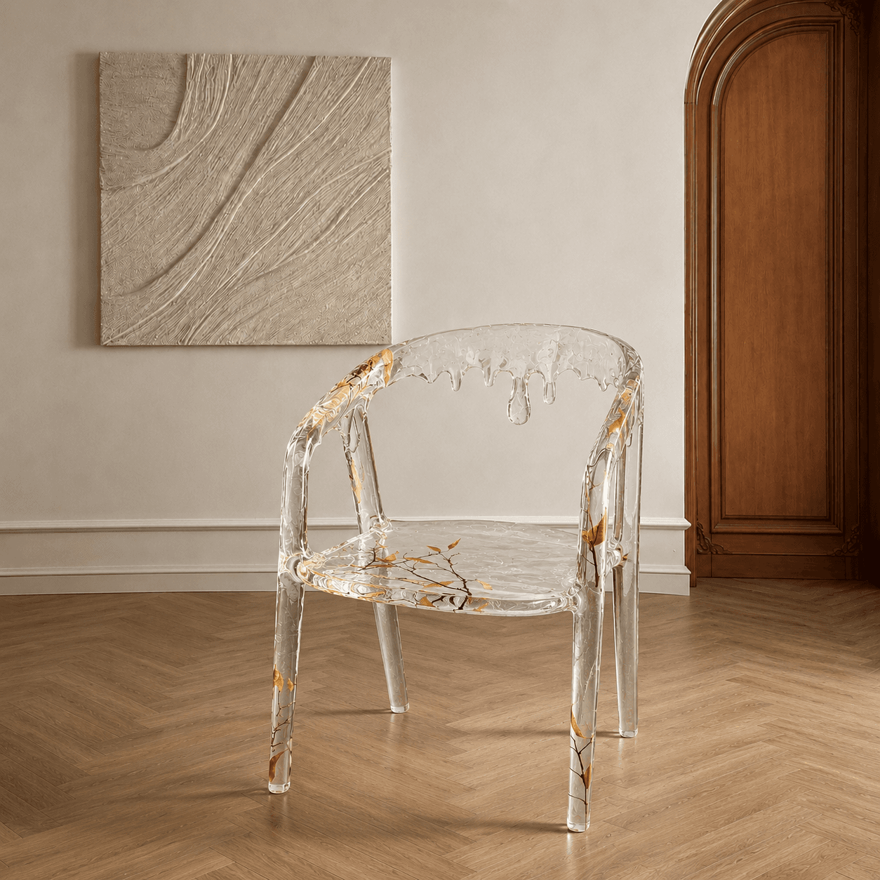 Golden Branch Transparent Resin Chair