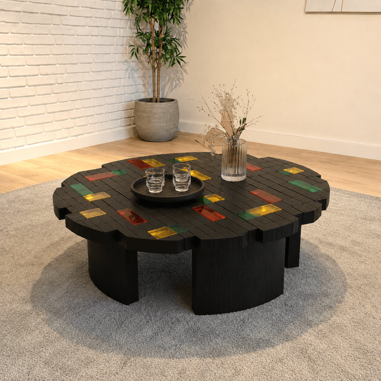 Luminous Mosaic Wood Table
