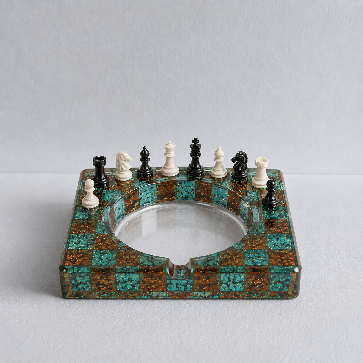 Chessboard Resin Ashtray, view 1